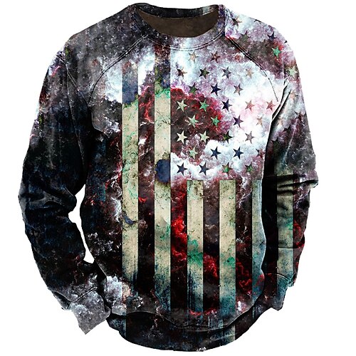 

Men's Unisex Sweatshirt Pullover Graphic Prints National Flag Patchwork Print Daily Sports Holiday 3D Print Basic Casual Hoodies Sweatshirts Black