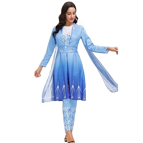 

Frozen Frozen Princess Elsa Outfits Women's Movie Cosplay Cosplay Blue Dress Pants Belt Masquerade Polyester