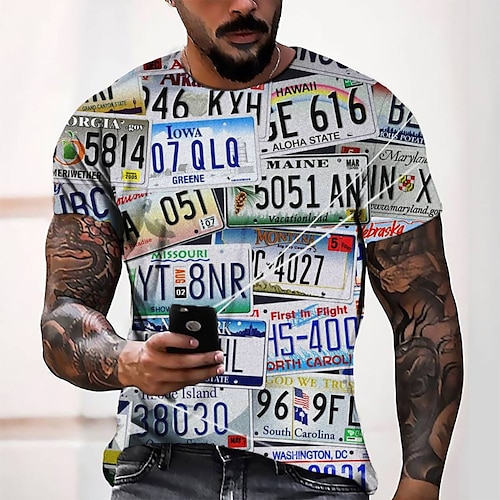 

Men's T shirt Tee Tee Graphic Round Neck Rainbow Short Sleeve 3D Print Casual Daily 3D Print Tops Fashion Cool Designer Comfortable / Summer / Summer