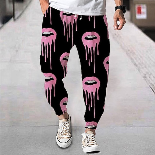 

Men's Joggers Trousers Beach Pants Drawstring Elastic Waist 3D Print Cartoon Graphic Prints Comfort Breathable Sports Outdoor Casual Daily Streetwear Designer Black Micro-elastic / Elasticity