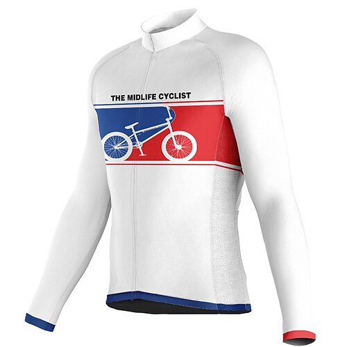 

21Grams Men's Cycling Jersey Long Sleeve Bike Top with 3 Rear Pockets Mountain Bike MTB Road Bike Cycling Breathable Quick Dry Moisture Wicking Reflective Strips White Graphic Polyester Spandex Sports