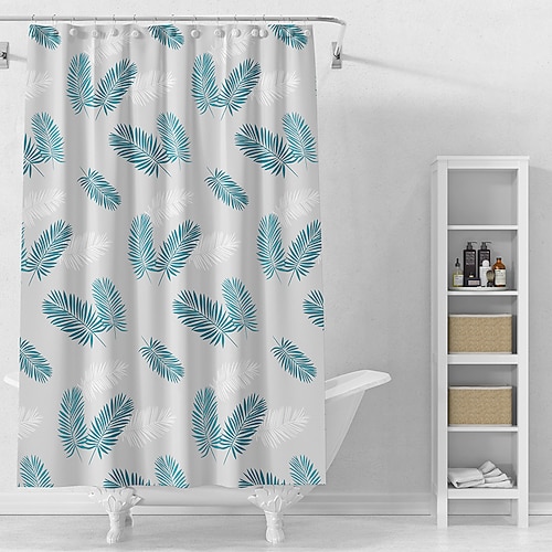 

Peva Green Feather Shower Curtain Bathroom Curtain Thickening Shower Curtain Fabric Curtain Shower Curtain Partition Curtain With Stainless Steel Buckle