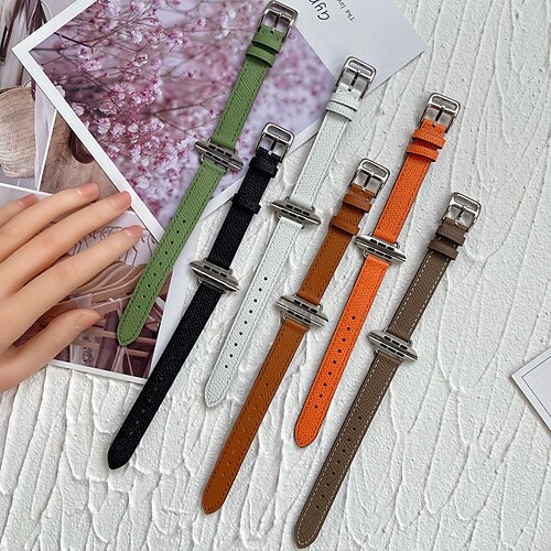 

1PC Smart Watch Band Compatible with Apple iWatch Series 8 7 6 5 4 3 2 1 SE Leather Loop for iWatch Smartwatch Strap Wristband Genuine Leather Adjustable Elastic Classic Clasp