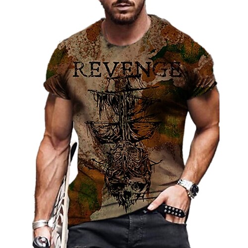 

Men's Unisex T shirt Tee 3D Print Graphic Crew Neck Street Daily Print Short Sleeve Tops Casual Classic Big and Tall Sports Brown / Summer