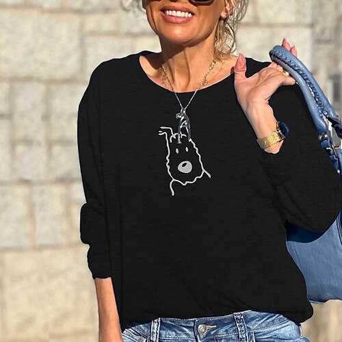 

Women's Sweatshirt Pullover Active Streetwear Print Black Blue Gray Dog Daily Round Neck Long Sleeve S M L XL XXL