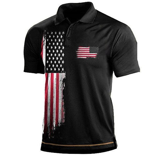 

Men's Collar Polo Shirt Golf Shirt National Flag Turndown Black 3D Print Outdoor Street Short Sleeves Button-Down Print Clothing Apparel Fashion Casual Breathable Comfortable