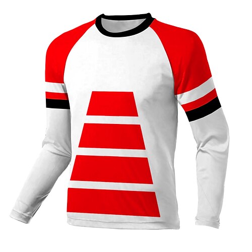 

21Grams Men's Downhill Jersey Long Sleeve Red Stripes Bike Breathable Quick Dry Polyester Spandex Sports Stripes Clothing Apparel / Stretchy