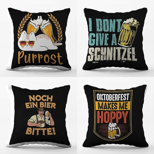 

Oktoberfest Party Double Side Cushion Cover 4PC Soft Decorative Square Throw Pillow Cover Cushion Case Pillowcase for Bedroom Livingroom Superior Quality