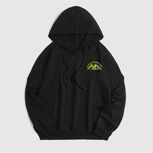 

Men's Hoodie Pullover Hooded Graphic Print Daily Holiday Going out Hot Stamping Streetwear Casual Hoodies Sweatshirts Long Sleeve Black
