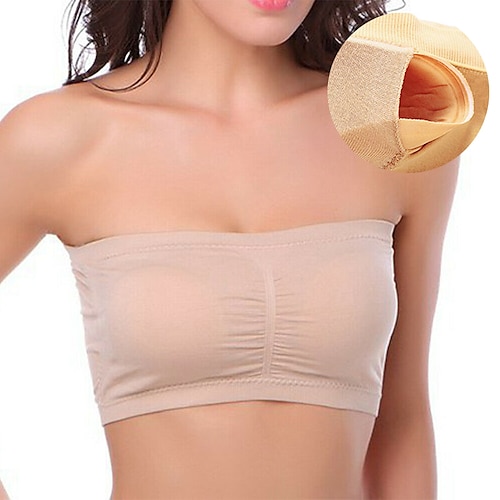 

Seamless Bandeau Bra Plus Size Strapless Stretchy Tube Top Bra with Removable Pads for Women