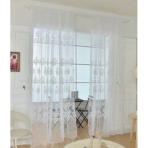 

1 Panel Floral Printed Sheer Window Curtains Elegant Window Voile Panel/Draperies/Treatment Rod Pocket for Bedroom Children Living Room Yard Kitchen