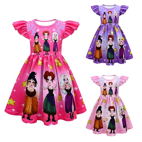 

Hocus Pocus The Witcher 3 Dress Vacation Dress Girls' Movie Cosplay Cosplay Purple Rosy Pink Red Dress Children's Day Masquerade Polyester