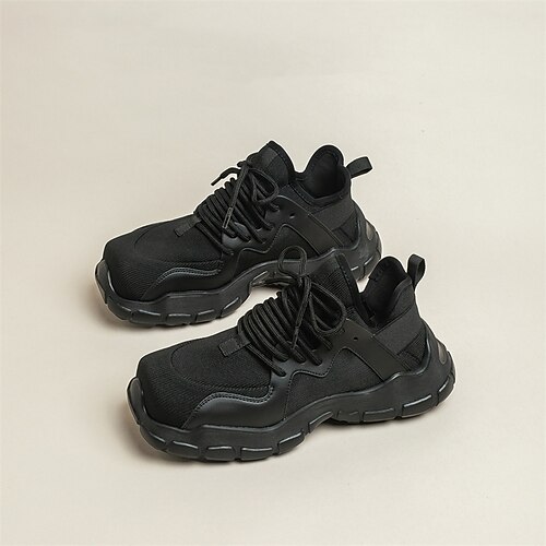 

Women's Sneakers Outdoor Daily Fantasy Shoes Dad Shoes Lace-up Sculptural Heel Square Toe Sporty Casual Walking Shoes Faux Leather Lace-up Solid Colored Black Fuchsia Gray