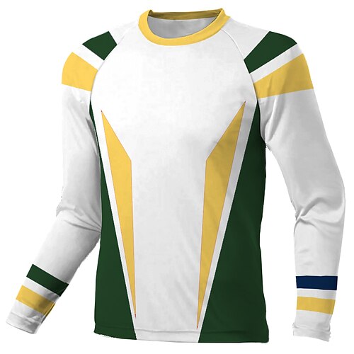 

Men's Downhill Jersey Long Sleeve White Patchwork Bike Breathable Quick Dry Polyester Spandex Sports Patchwork Clothing Apparel / Stretchy