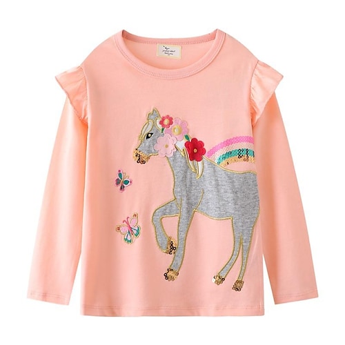 

Kids Girls' T shirt Floral Daily Long Sleeve Fashion Cotton 3-6 Years Winter Pink