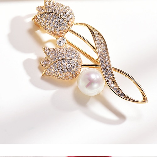 

Women's Brooches Flower Shape Stylish Brooch Jewelry Golden White For Wedding Daily