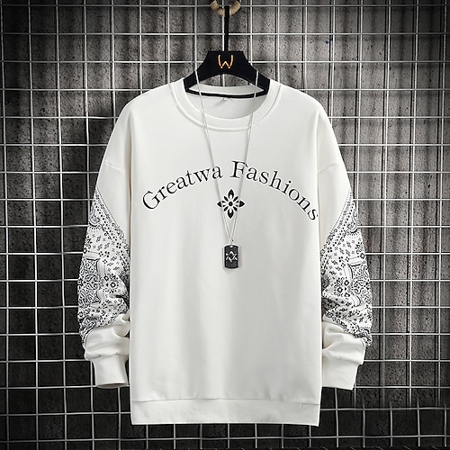 

Men's Sweatshirt Pullover Graphic Patterned Letter Print Sports Outdoor Daily Sports Hot Stamping Basic Casual Hoodies Sweatshirts White Black Gray