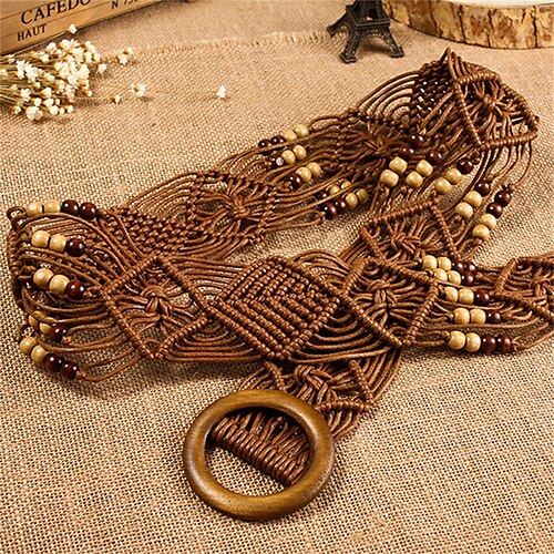 

Women's Belt Wood Brown Beige Wide Belt Outdoor Street Daily Holiday Pure Color / Spring / Summer / Fall / Winter
