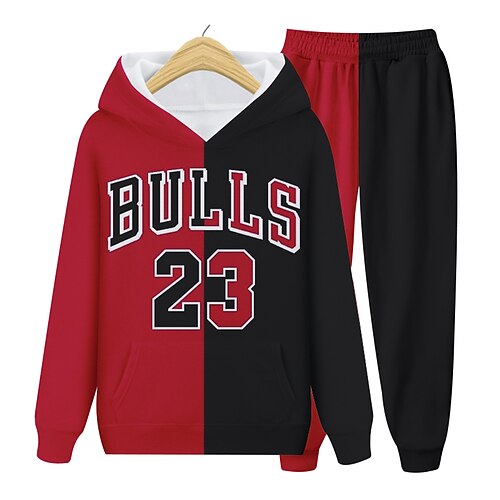 

Kids Boys Hoodie Pants HoodieSet Clothing Set 2 Pieces Long Sleeve Red Color Block Letter Print Street Vacation Outdoor Fashion Comfort Cool Daily 3-12 Years
