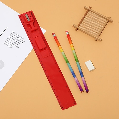 

Stationary Set for Girls Kids 4PCS School Supplies - Pencils Ruler Eraser Pencil Sharpener, Cartoon All-in-One Stationery Sets Kindergarten Gifts