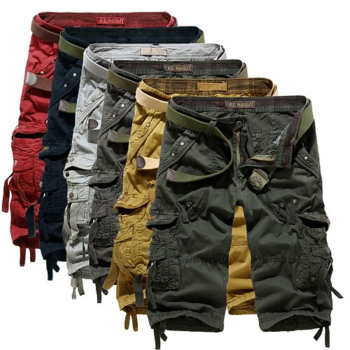 

Men's Stylish Streetwear Cargo Shorts Leg Drawstring Multiple Pockets Calf-Length Pants Casual Daily Inelastic Solid Colored Breathable Outdoor Mid Waist ArmyGreen Wine Khaki Dark Gray Navy Blue 29