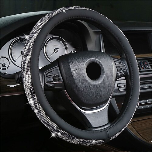 

1 PCS PU Leather Car Steering Wheel Cover Breathable Universal Fit For 15""~15""1/2