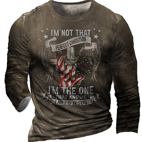

Men's T shirt Tee Tee Graphic Round Neck Black Army Green Brown Navy Blue Long Sleeve 3D Print Casual Daily Print Tops Fashion Designer Comfortable Big and Tall