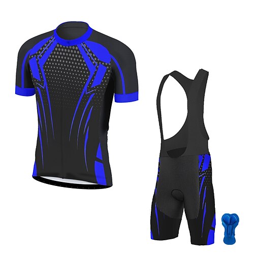 

21Grams Men's Cycling Jersey with Bib Shorts Short Sleeve Mountain Bike MTB Road Bike Cycling Green Blue Yellow Polka Dot Geometic Bike Clothing Suit 3D Pad Breathable Quick Dry Moisture Wicking Back