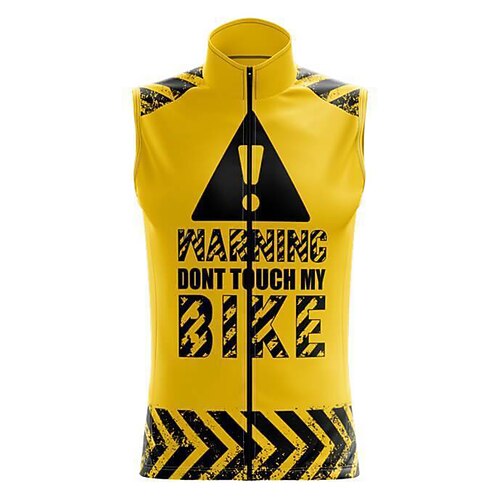 

21Grams Men's Cycling Vest Sleeveless Black Black Yellow Graphic Bike Breathable Quick Dry Reflective Strips Back Pocket Polyester Spandex Sports Graphic Clothing Apparel