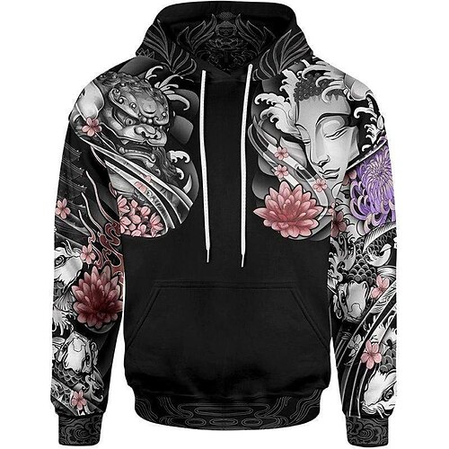 

Men's Unisex Hoodie Pullover Hoodie Sweatshirt Graphic Prints Flower Print Hooded Sports Outdoor Daily Sports 3D Print Basic Casual Hoodies Sweatshirts Long Sleeve Gray