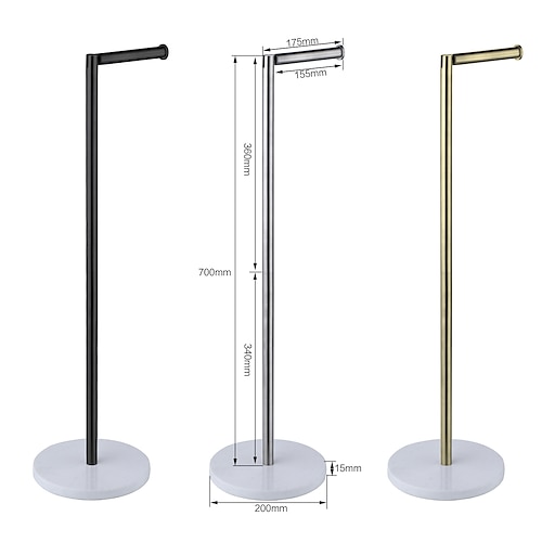 Free Standing Toilet Paper Holder Stand with Marble Base,304 Stainless  Steel Rustproof Tissue Roll Holder Floor Stand Storage for Bathroom  (Chrome) 2023 - US $53.99