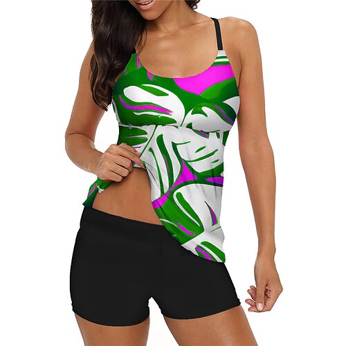 

Women's Tankini Two Piece Swimsuit with Boy Shorts Swimwear Bathing Suit Swimwear Green Blue Quick Dry Swimming Surfing Beach Summer