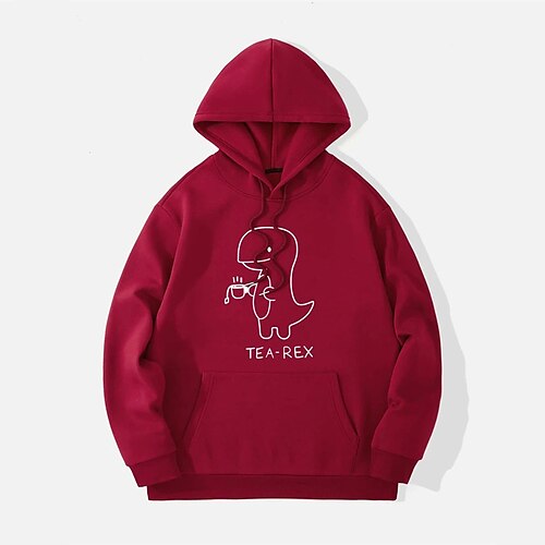 

Men's Hoodie Pullover Hooded Graphic Dinosaur Front Pocket Print Daily Holiday Going out Hot Stamping Streetwear Casual Hoodies Sweatshirts Long Sleeve White Black