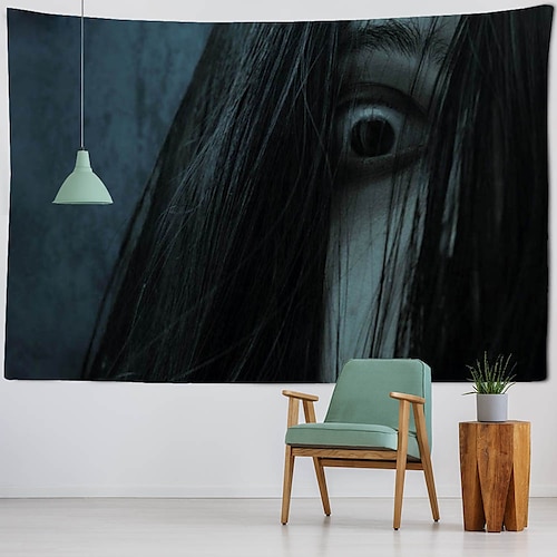 

Halloween Wall Tapestry Decorative Art Blanket Curtains Hanging Home Bedroom Living Room Decor Thriller Horror Bloody Hands Goofy Skeleton Pumpkin