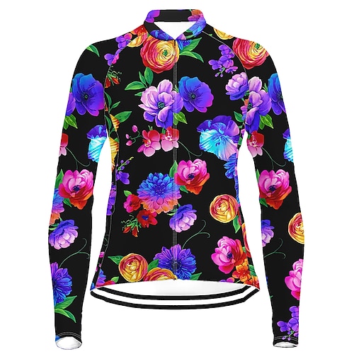 

21Grams Women's Cycling Jersey Long Sleeve Bike Top with 3 Rear Pockets Mountain Bike MTB Road Bike Cycling Quick Dry Moisture Wicking Purple Floral Botanical Sports Clothing Apparel / Stretchy
