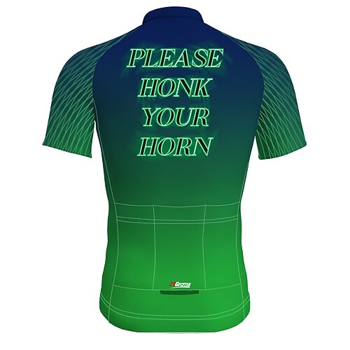 

21Grams Men's Cycling Jersey Short Sleeve Bike Top with 3 Rear Pockets Mountain Bike MTB Road Bike Cycling Breathable Quick Dry Moisture Wicking Reflective Strips Green Gradient Honk Your Horn Stripes