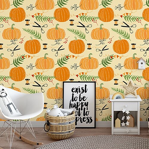 

Halloween Wallpaper Pumpkin Wall Cover Sticker Film Peel and Stick Removable Self Adhesive PVC/Vinyl Wall Decal for Room Home Decoration 44300cm