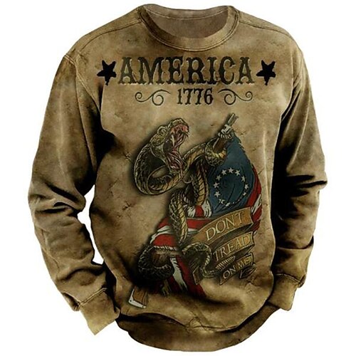 

Men's Unisex Sweatshirt Pullover Graphic Prints National Flag Letter Print Daily Sports Holiday 3D Print Designer Casual Hoodies Sweatshirts Brown