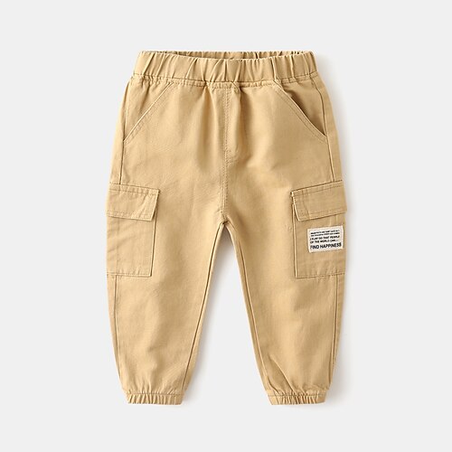 

Kids Boys Pants Green khaki Brown Solid Colored Fall Winter Active Casual 2-6 Years