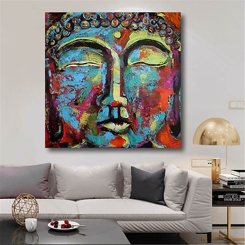 

Oil Painting Handmade Hand Painted Wall Art Abstract Modern Asian Buddha Figure Home Decoration Decor Stretched Frame Ready to Hang