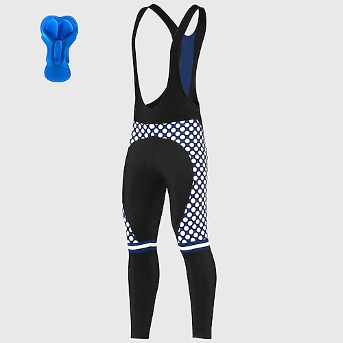 

21Grams Men's Cycling Bib Tights Bike Bottoms Mountain Bike MTB Road Bike Cycling Sports Polka Dot 3D Pad Cycling Breathable Quick Dry Blue Polyester Spandex Clothing Apparel Bike Wear / Stretchy