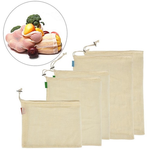 

Cotton Mesh Vegetable Bags Produce Bag Reusable Cotton Mesh Vegetable Storage Bag Kitchen Fruit Vegetable with Drawstring