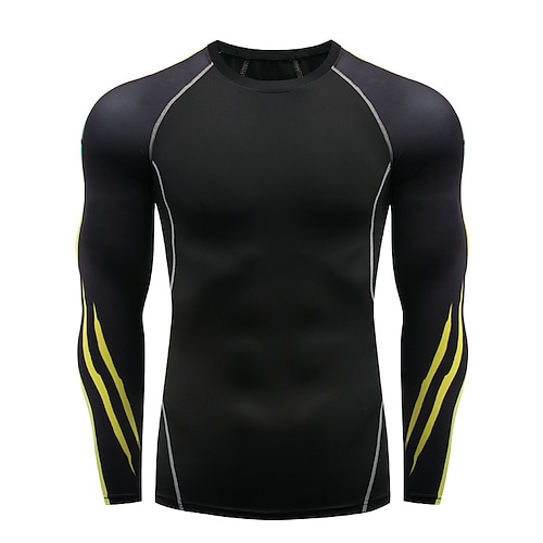 

Men's Compression Shirt Long Sleeve Sweatshirt Athletic Breathable Quick Dry Moisture Wicking Gym Workout Running Active Training Sportswear Activewear Graphic Yellow / Black WhiteRed Black / Orange