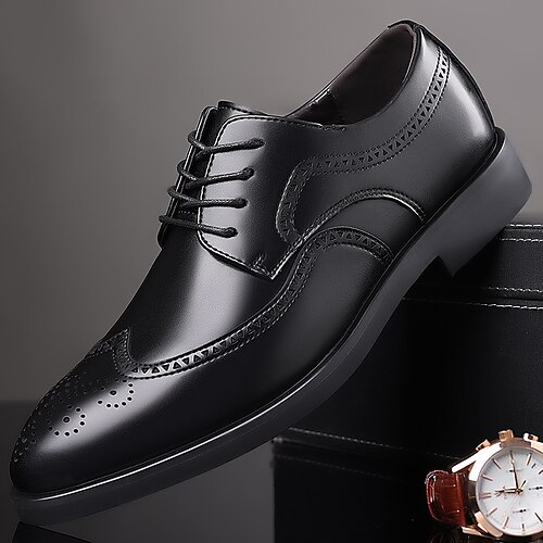 

Men's Oxfords Business Home Daily PU Black Brown Fall Spring
