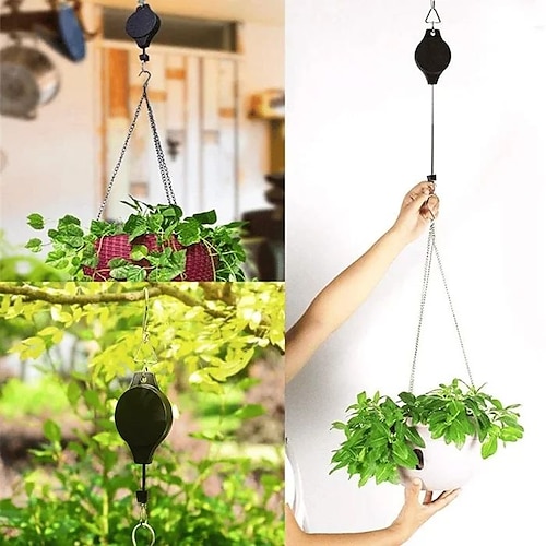 

Retractable Hanging Plant Potted Telescopic Hook Garden Orchid Pots Pulley Pull Down Hanger Bird Cage Free Wheeling Lifting Hook