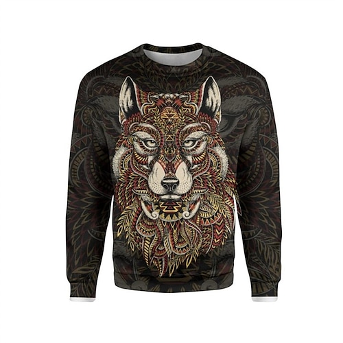 

Men's Unisex Sweatshirt Pullover Graphic Prints Tiger Print Daily Sports Holiday 3D Print Casual Streetwear Hoodies Sweatshirts Brown