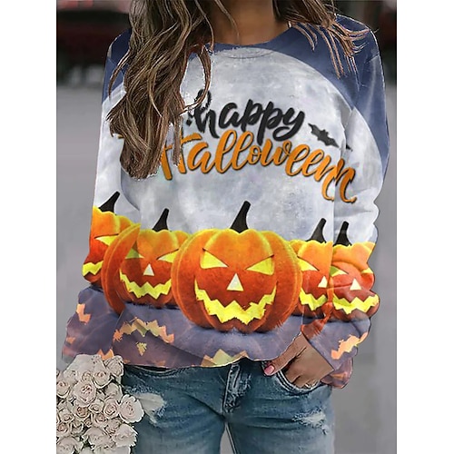 

Women's Sweatshirt Pullover Pumpkin Print Halloween Weekend 3D Print Active Streetwear Hoodies Sweatshirts Orange