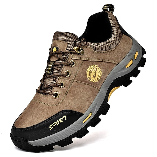 

Men's Sneakers Hiking Boots Sporty Casual Daily Outdoor Hiking Shoes Pigskin Gray Khaki Brown Fall Winter