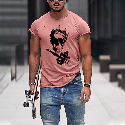 

Men's Unisex T shirt Tee Hot Stamping Graphic Prints Skull Crew Neck Street Daily Print Short Sleeve Tops Designer Casual Big and Tall Sports Pink / Summer / Summer