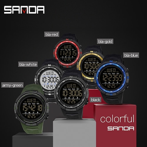 

SANDA 6014 Digital Watch Men 50M Waterproof Sport Watches Army Military Led Light Stopwatch Clock Electronic